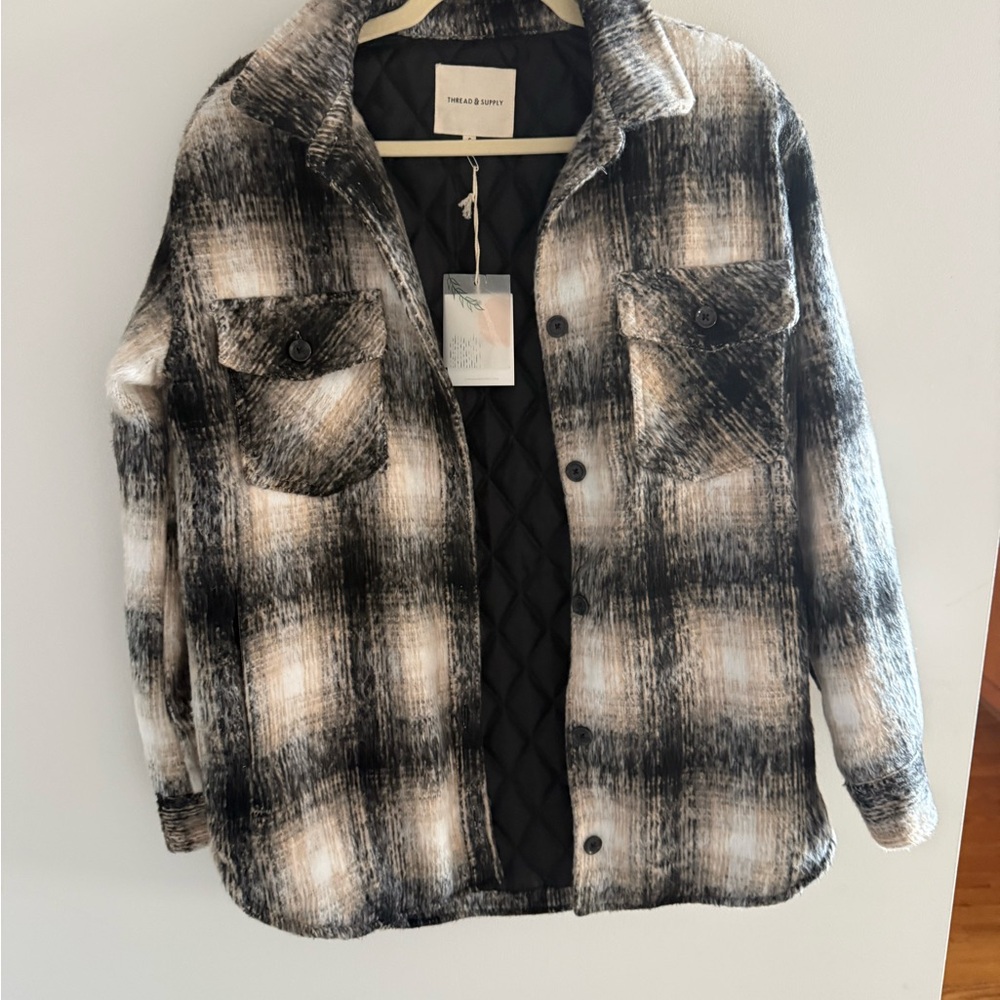 Thread & Supply Black and White Plaid Jacket